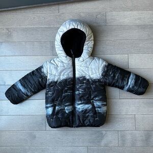 Toddler Kids Boys Eddie Bauer Black And Gray Reversible Hooded Winter Jacket 2T